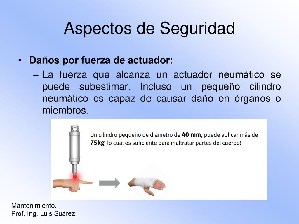 Aspectos de Seguridad Daños por fuerza de actuador:
