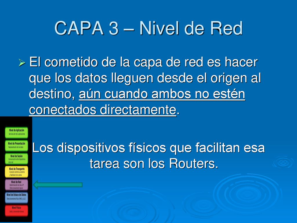 Los dispositivos físicos que facilitan esa tarea son los Routers.