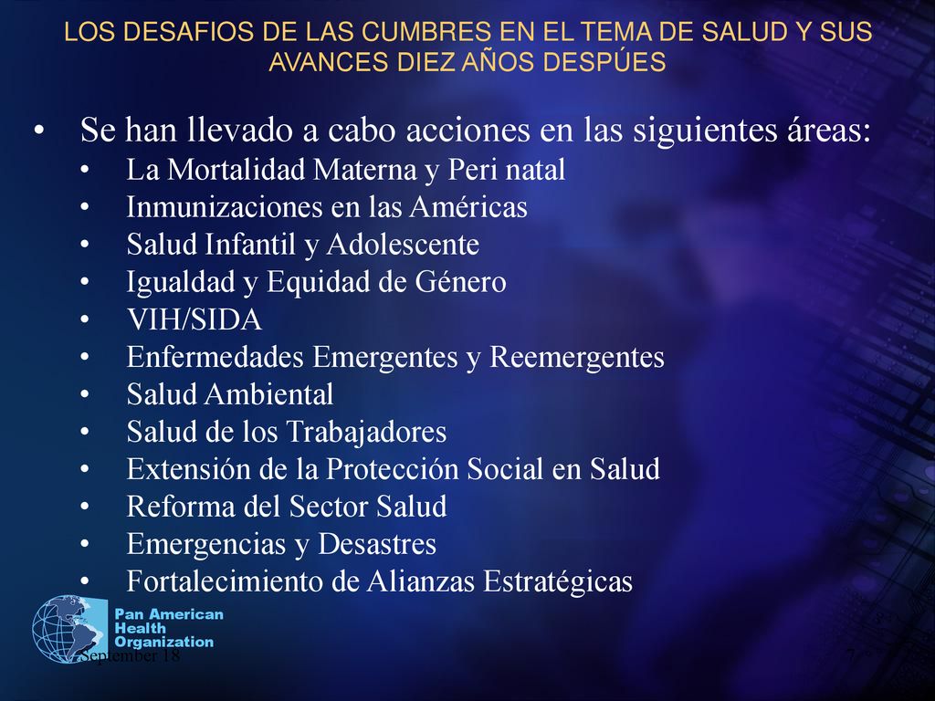 Se han llevado a cabo acciones en las siguientes áreas: