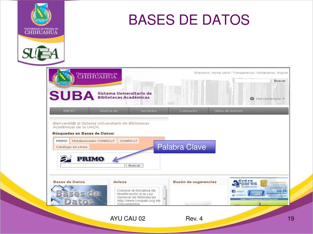 BASES DE DATOS Palabra Clave AYU CAU 02 Rev. 4