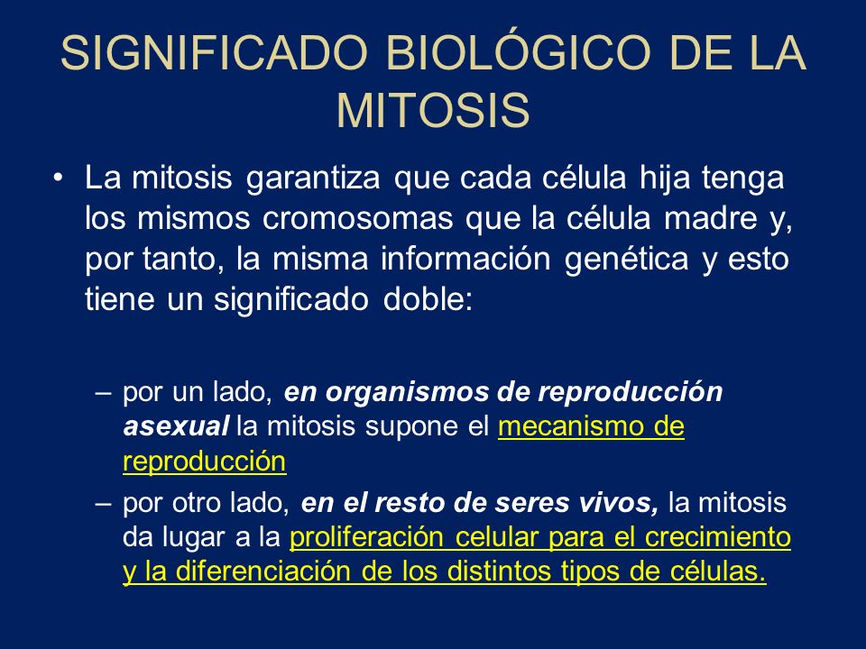 SIGNIFICADO BIOLÓGICO DE LA MITOSIS