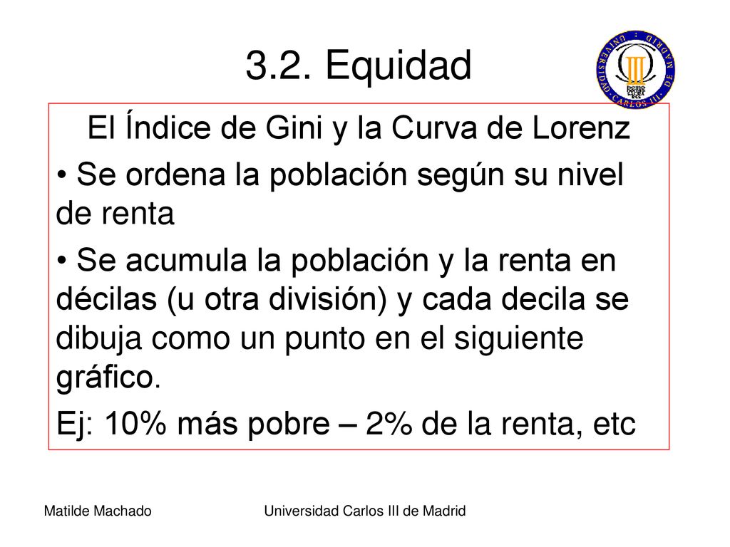 3.2. Equidad El Índice de Gini y la Curva de Lorenz