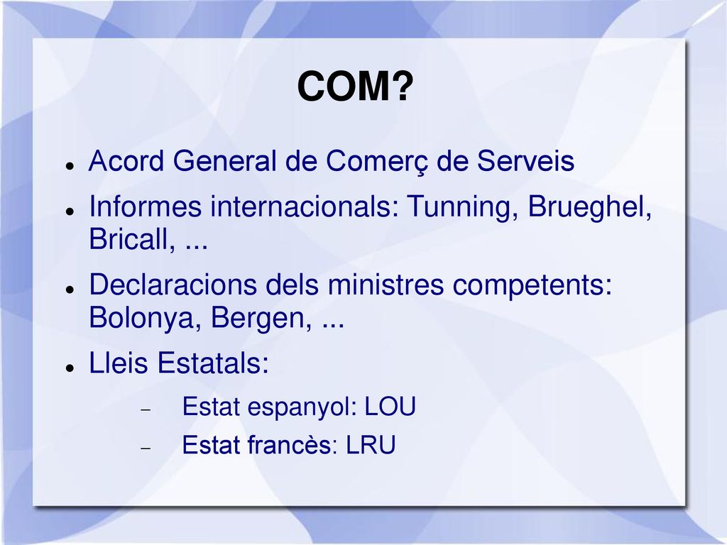 COM Acord General de Comerç de Serveis