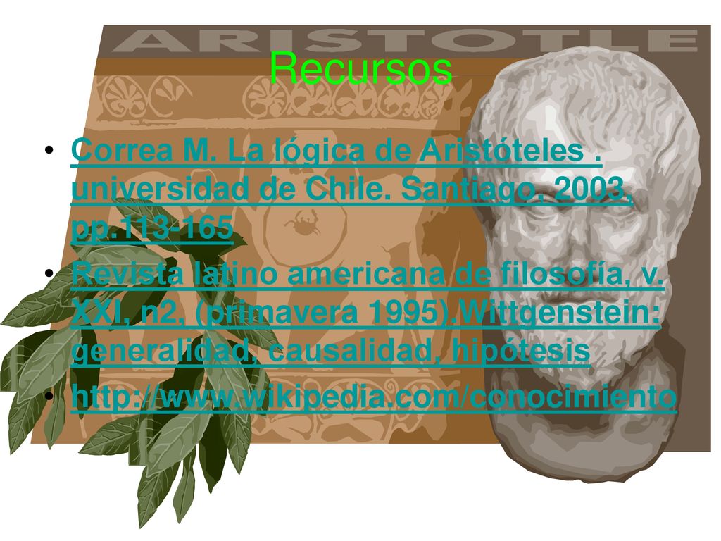 Recursos Correa M. La lógica de Aristóteles . universidad de Chile. Santiago, 2003, pp
