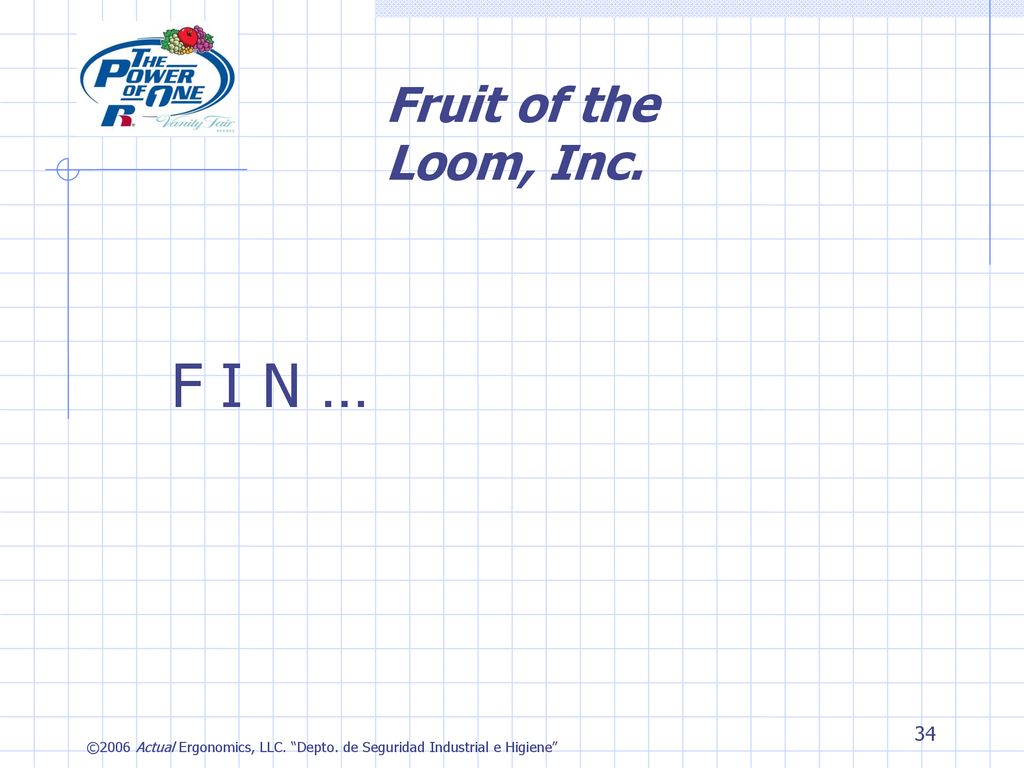 Fruit of the Loom, Inc. F I N … 34 ©2006 Actual Ergonomics, LLC 34