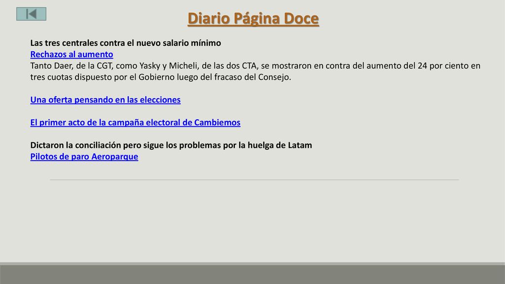 Diario Página Doce Las tres centrales contra el nuevo salario mínimo