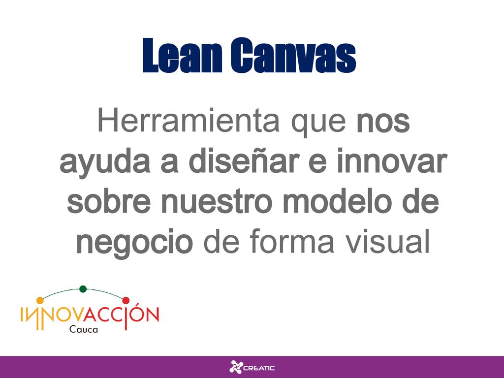 Lean Canvas Herramienta que nos ayuda a diseñar e innovar sobre nuestro modelo de negocio de forma visual.