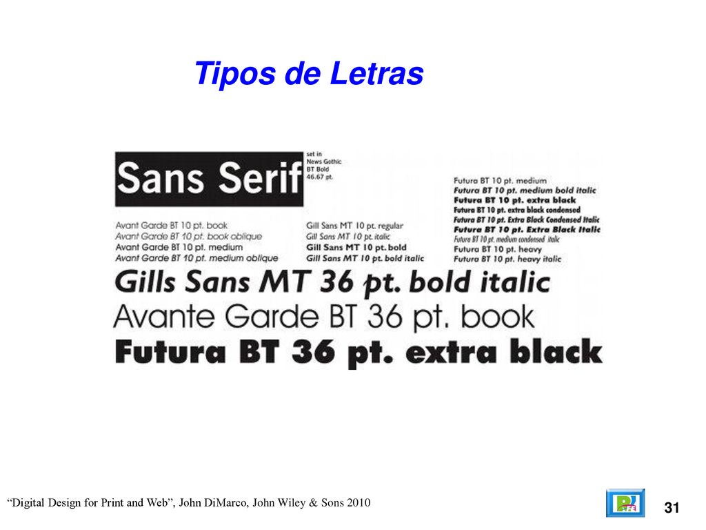 Tipos de Letras Digital Design for Print and Web , John DiMarco, John Wiley & Sons
