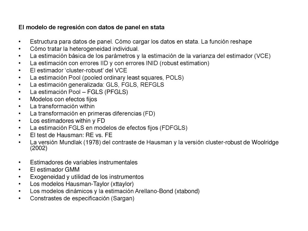 El modelo de regresión con datos de panel en stata