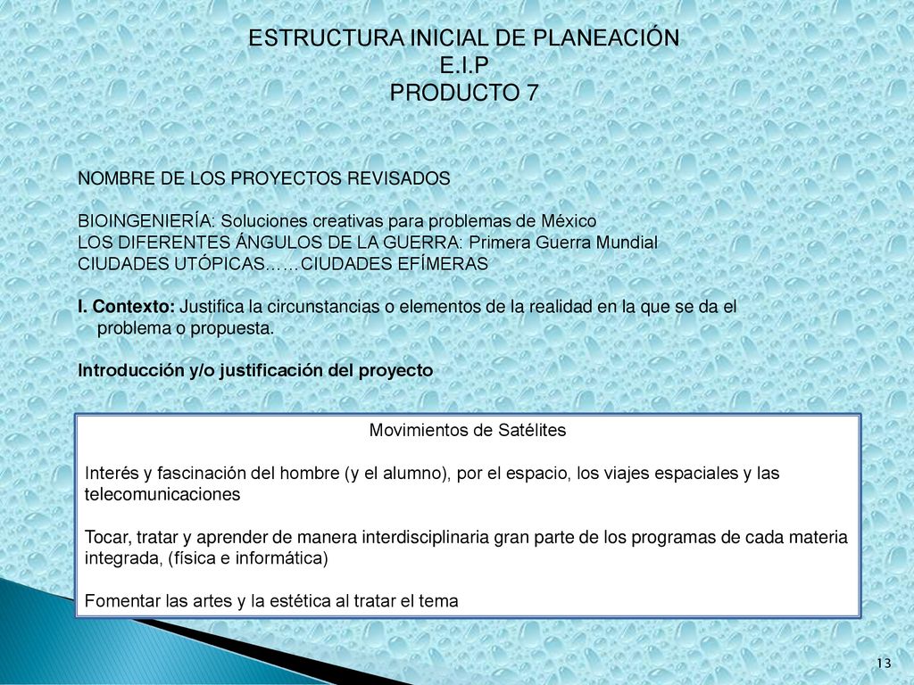 ESTRUCTURA INICIAL DE PLANEACIÓN E.I.P PRODUCTO 7