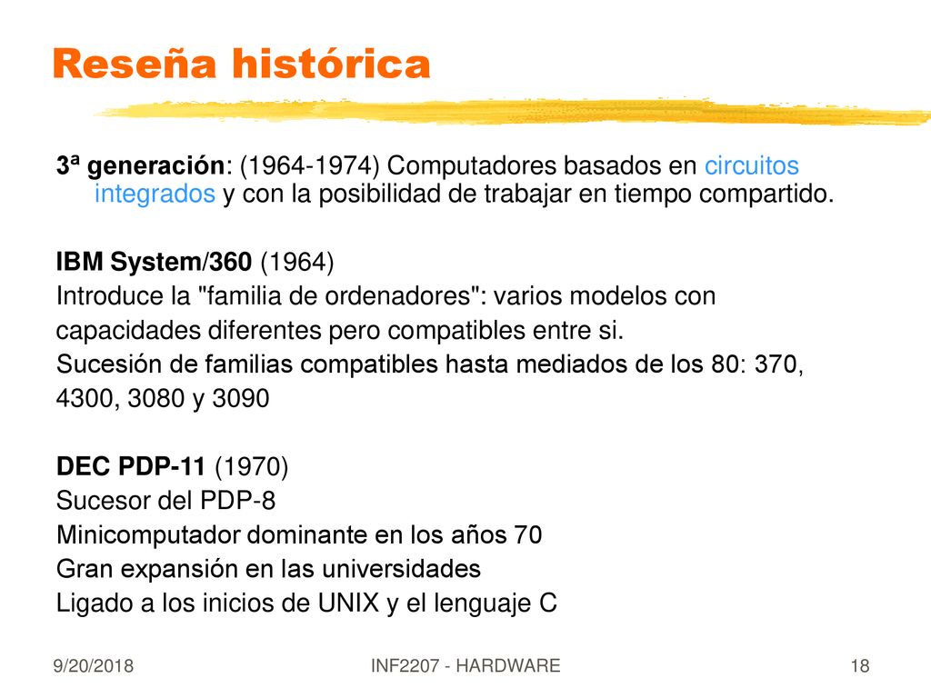 Reseña histórica 3ª generación: ( ) Computadores basados en circuitos integrados y con la posibilidad de trabajar en tiempo compartido.