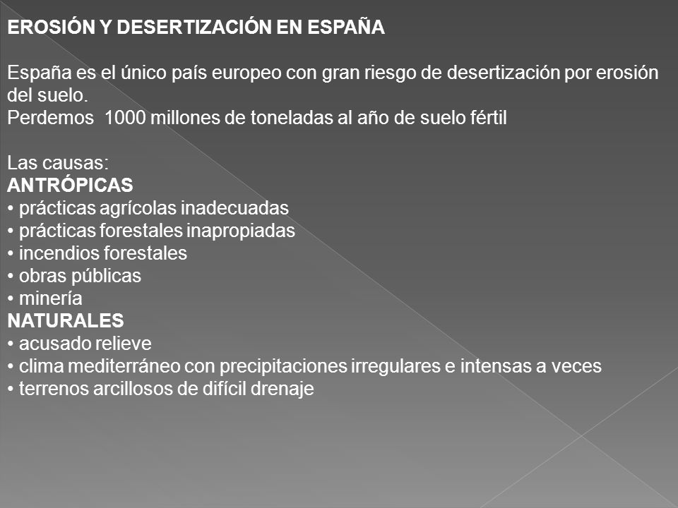 EROSIÓN Y DESERTIZACIÓN EN ESPAÑA