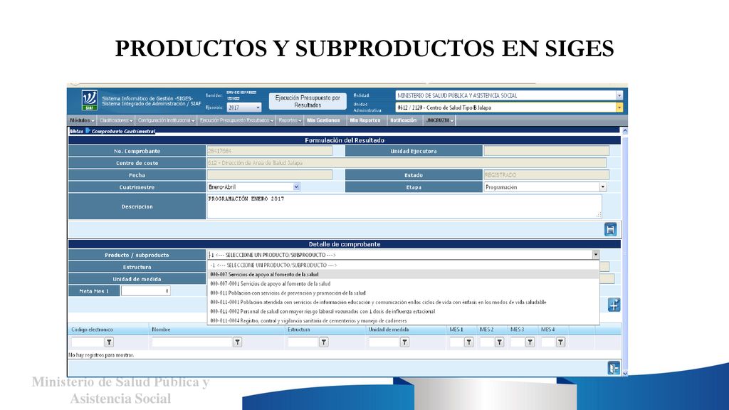 PRODUCTOS Y SUBPRODUCTOS EN SIGES