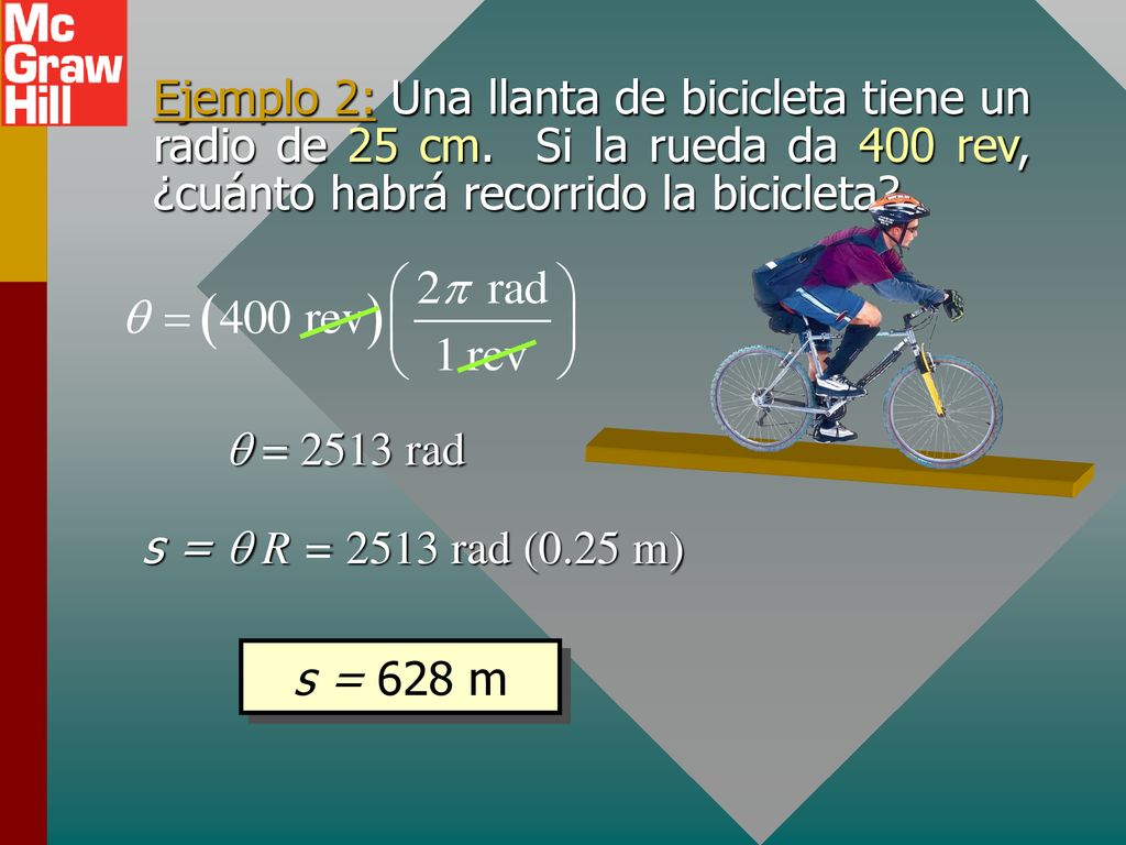 Ejemplo 2: Una llanta de bicicleta tiene un radio de 25 cm