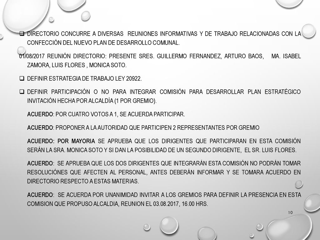 DIRECTORIO CONCURRE A DIVERSAS REUNIONES INFORMATIVAS Y DE TRABAJO RELACIONADAS CON LA CONFECCIÓN DEL NUEVO PLAN DE DESARROLLO COMUNAL.