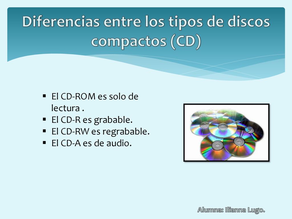 Diferencias entre los tipos de discos compactos (CD)