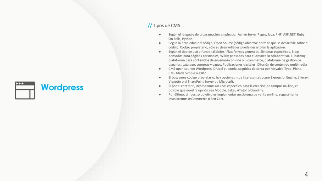Wordpress // Tipos de CMS