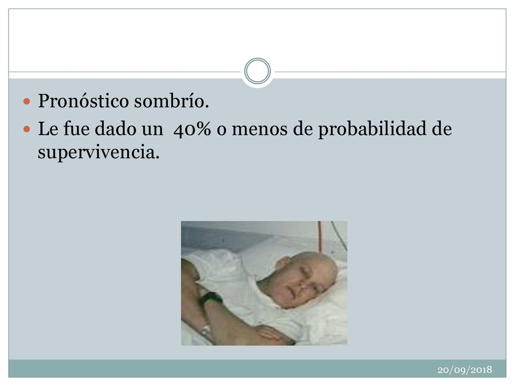 Le fue dado un 40% o menos de probabilidad de supervivencia.