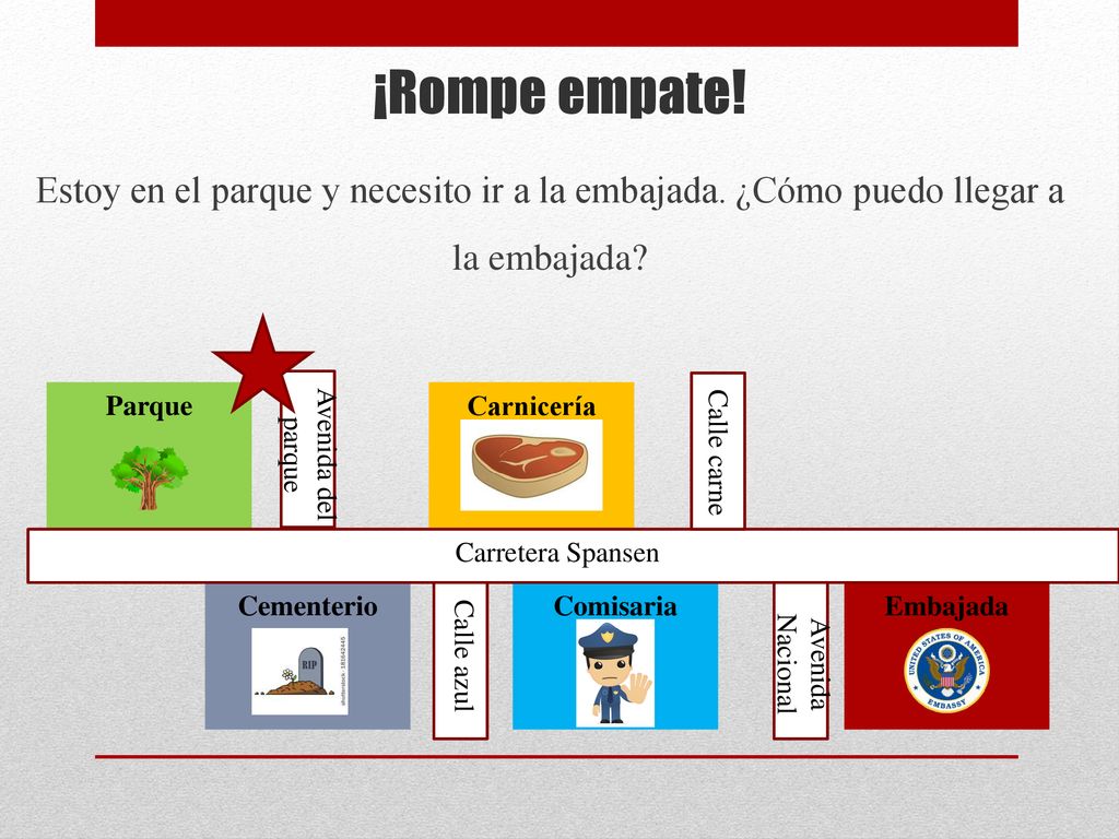 ¡Rompe empate! Estoy en el parque y necesito ir a la embajada. ¿Cómo puedo llegar a la embajada Parque.