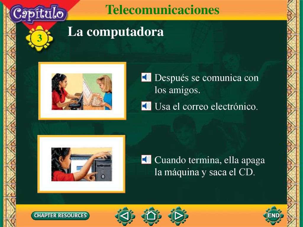 Telecomunicaciones La computadora Después se comunica con los amigos.
