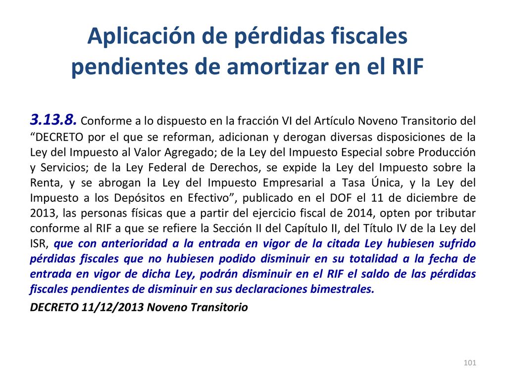 Aplicación de pérdidas fiscales pendientes de amortizar en el RIF