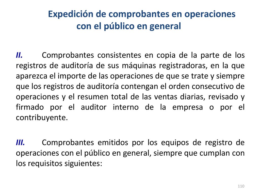 Expedición de comprobantes en operaciones con el público en general