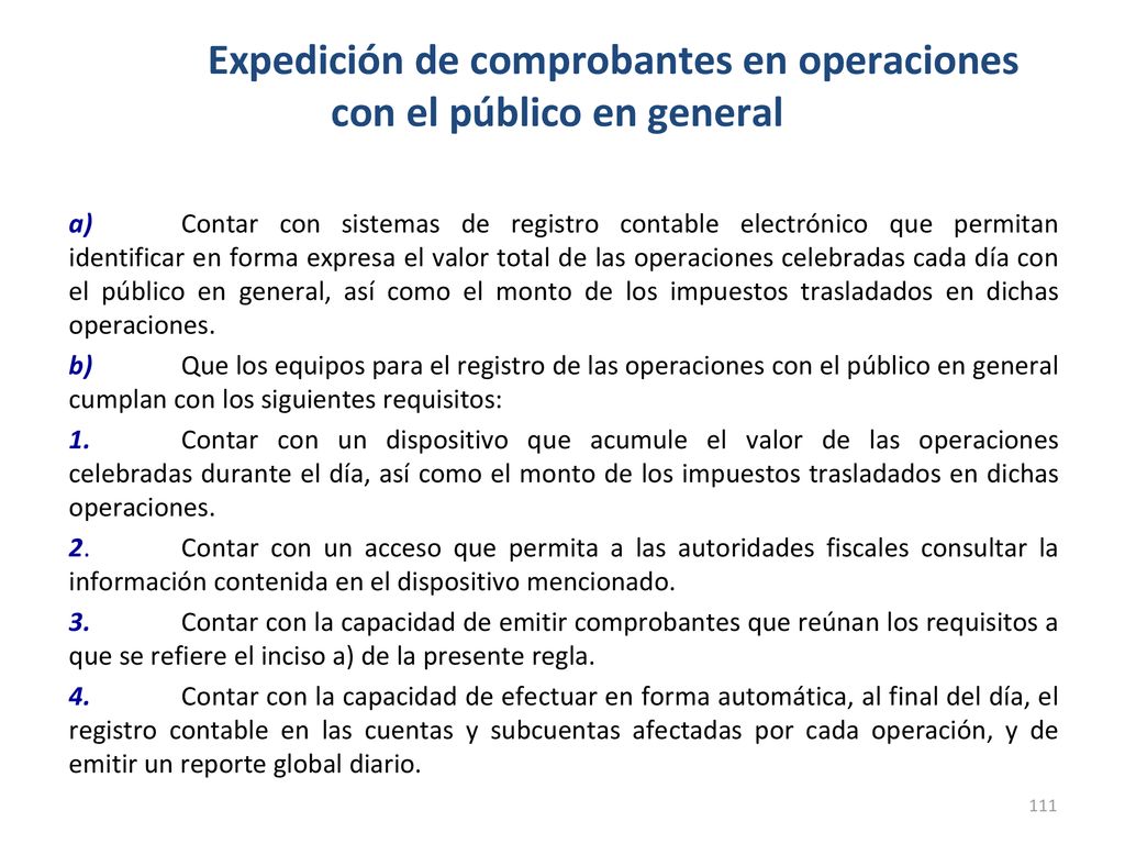 Expedición de comprobantes en operaciones con el público en general