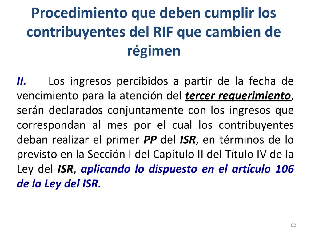 Procedimiento que deben cumplir los contribuyentes del RIF que cambien de régimen