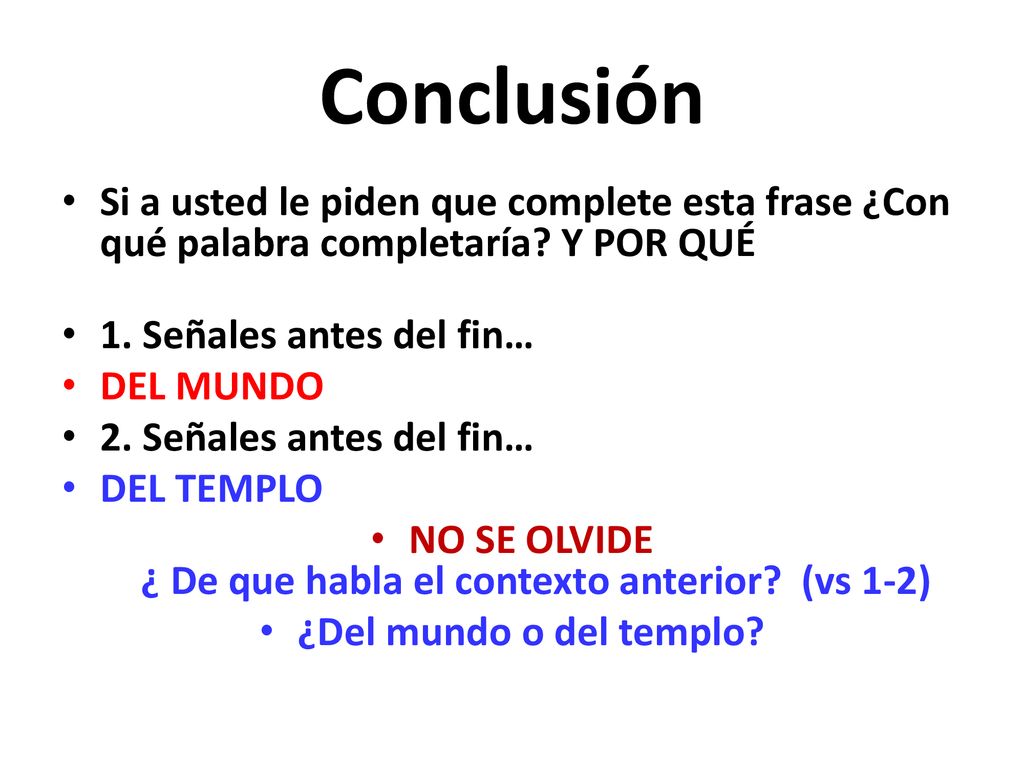 NO SE OLVIDE ¿ De que habla el contexto anterior (vs 1-2)