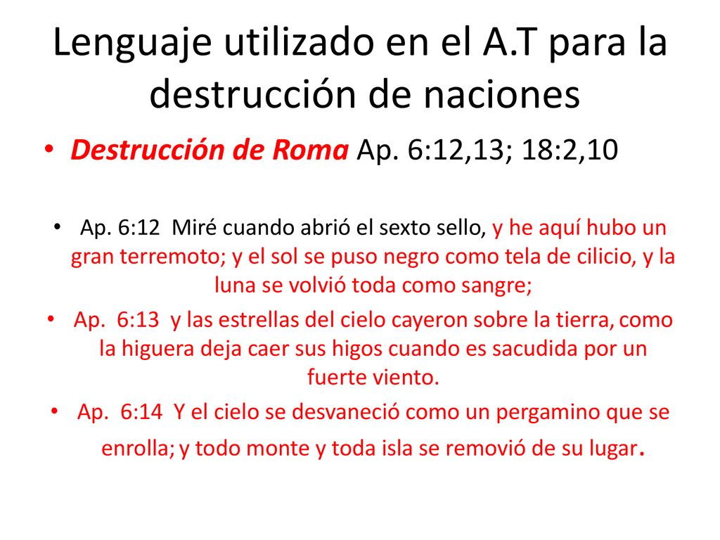 Lenguaje utilizado en el A.T para la destrucción de naciones