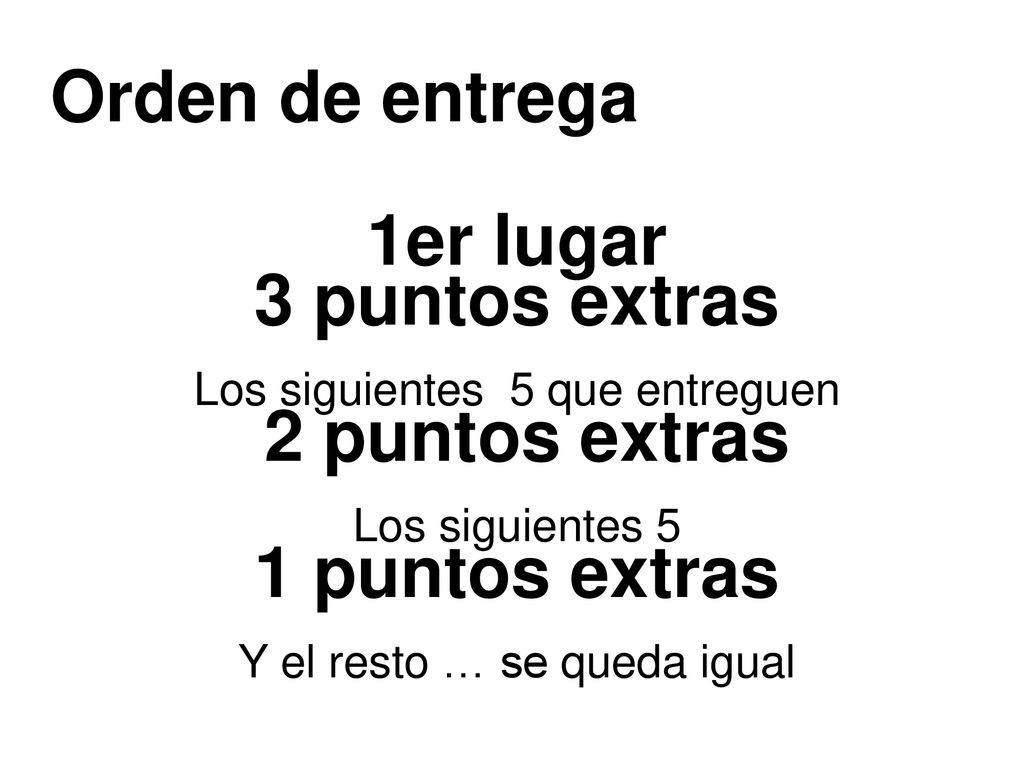 1er lugar 3 puntos extras 2 puntos extras 1 puntos extras