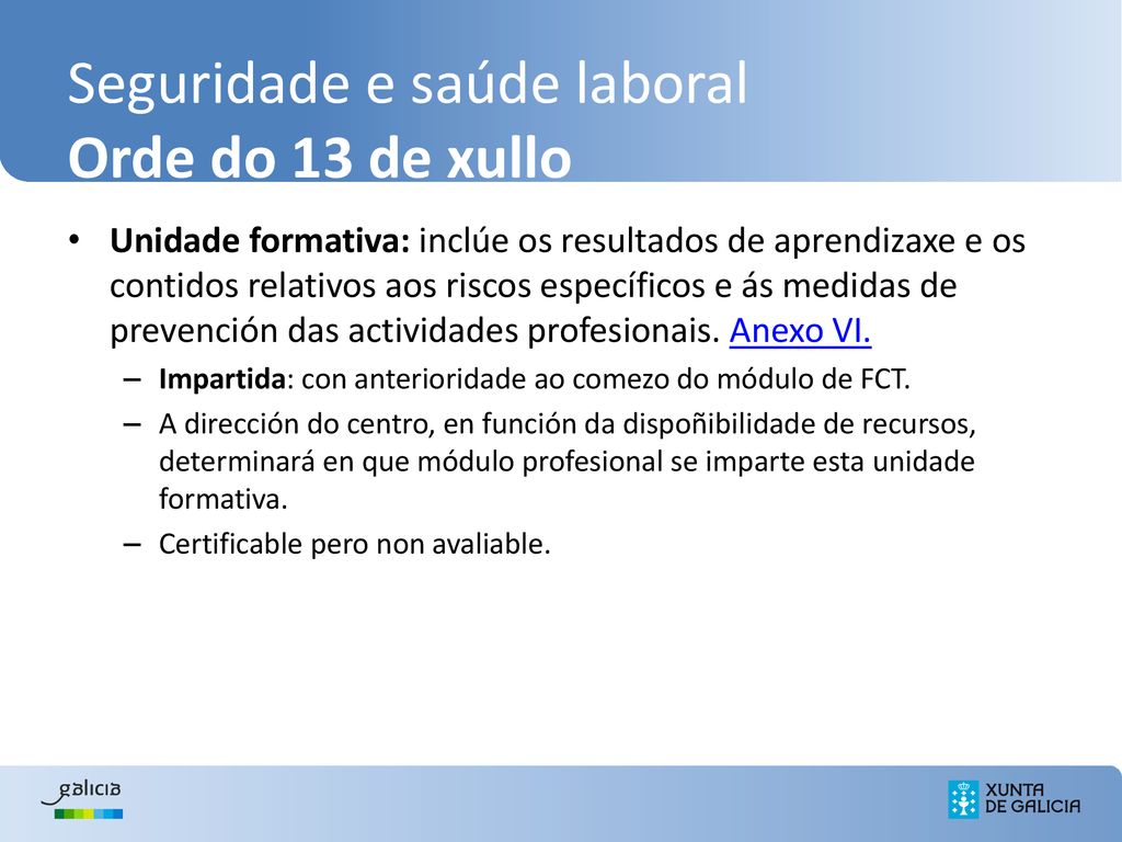 Seguridade e saúde laboral Orde do 13 de xullo