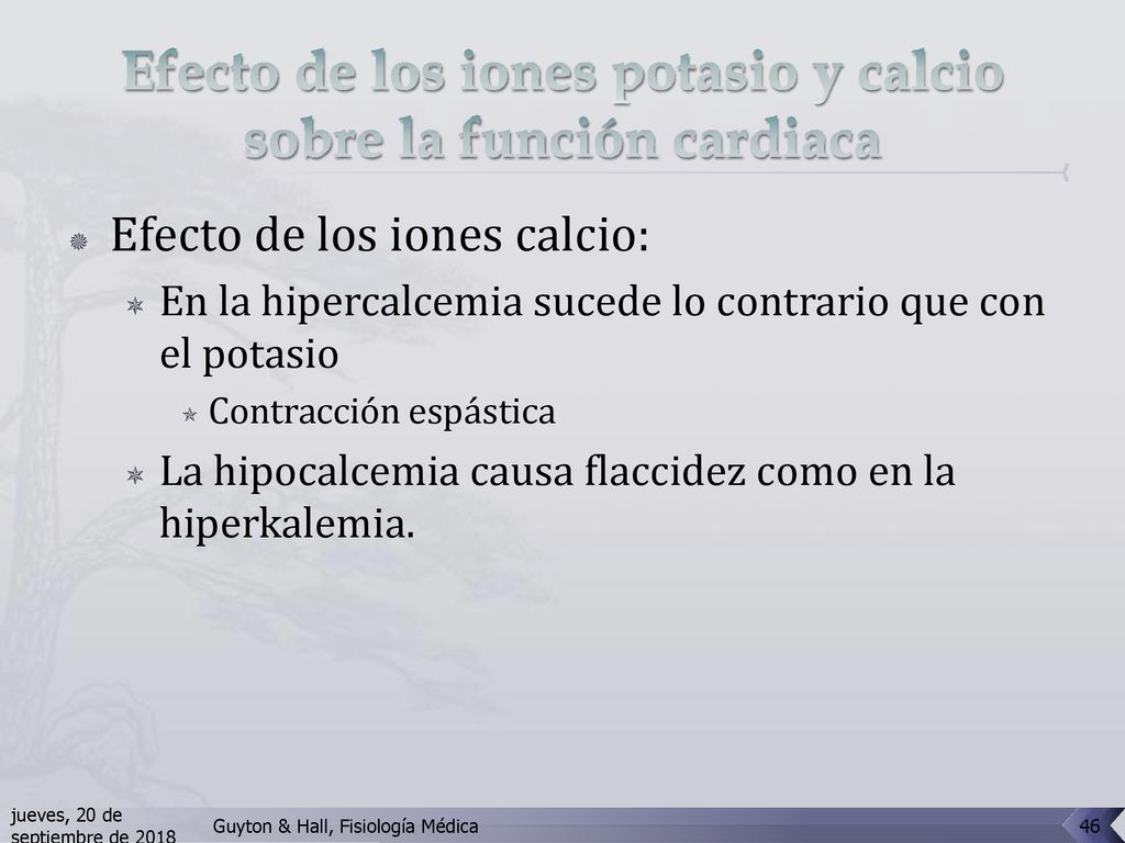 Efecto de los iones potasio y calcio sobre la función cardiaca