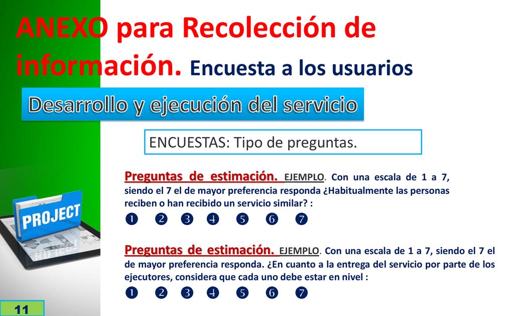 ANEXO para Recolección de información. Encuesta a los usuarios