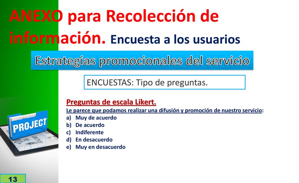 ANEXO para Recolección de información. Encuesta a los usuarios