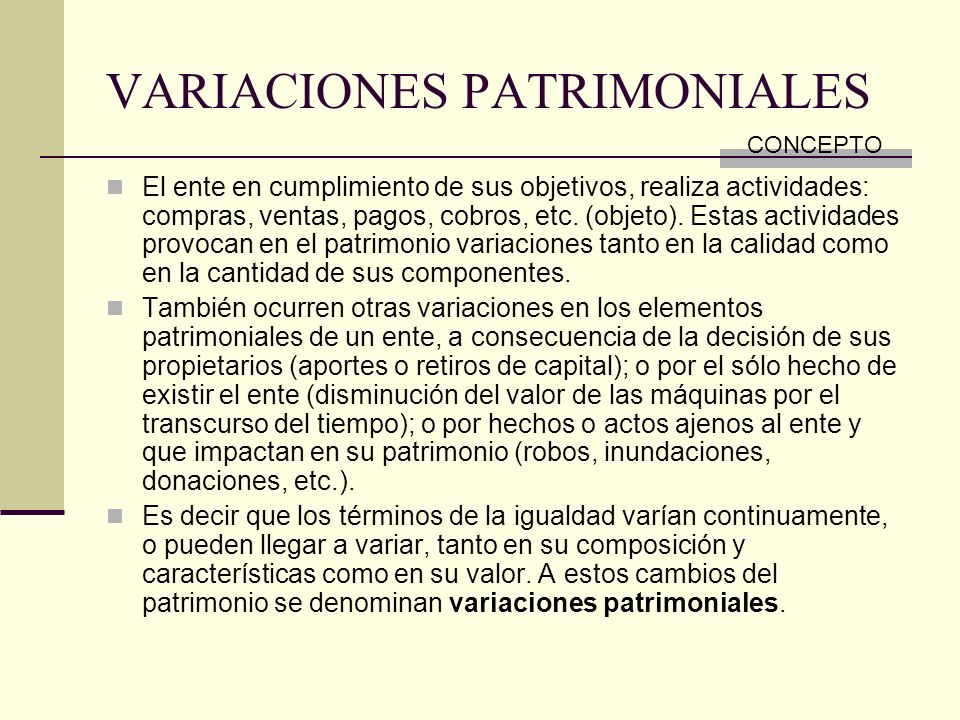 VARIACIONES PATRIMONIALES