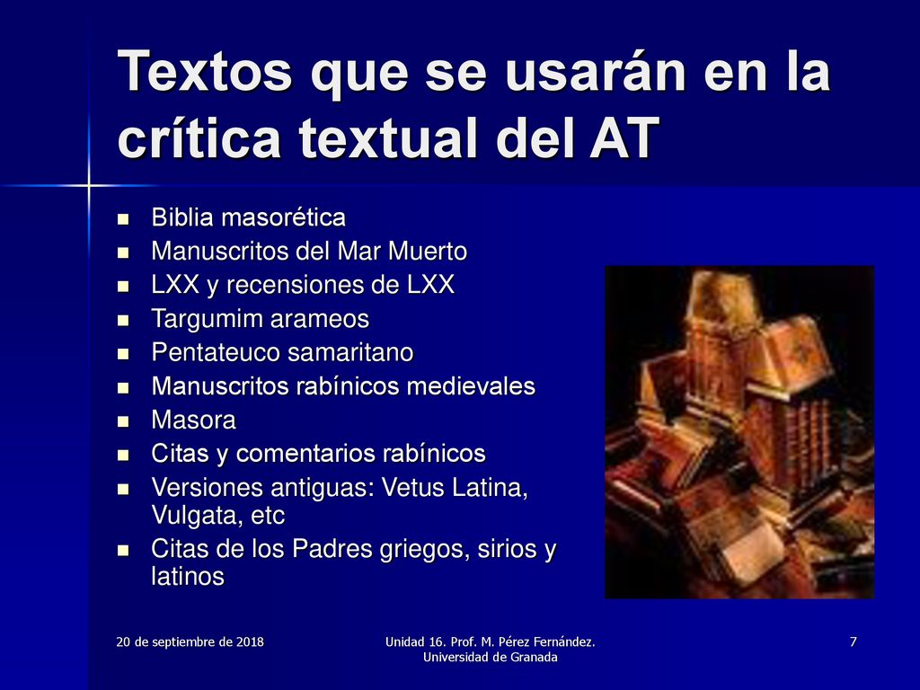 Textos que se usarán en la crítica textual del AT
