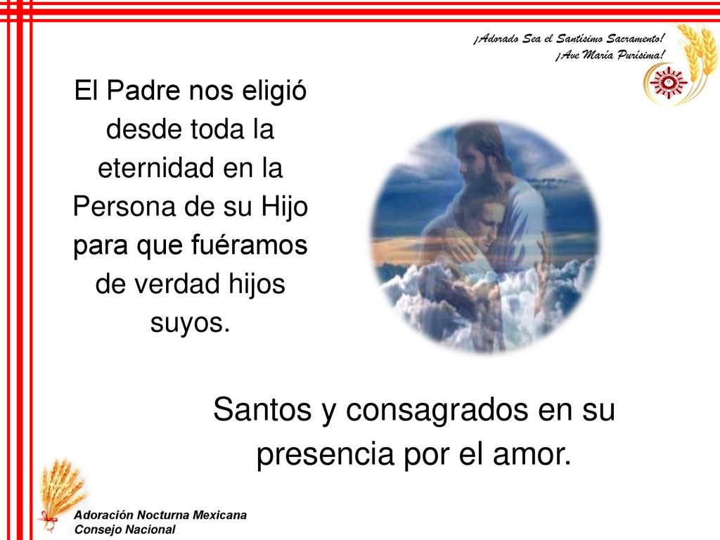 Santos y consagrados en su presencia por el amor.