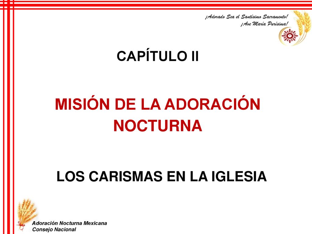 MISIÓN DE LA ADORACIÓN NOCTURNA LOS CARISMAS EN LA IGLESIA