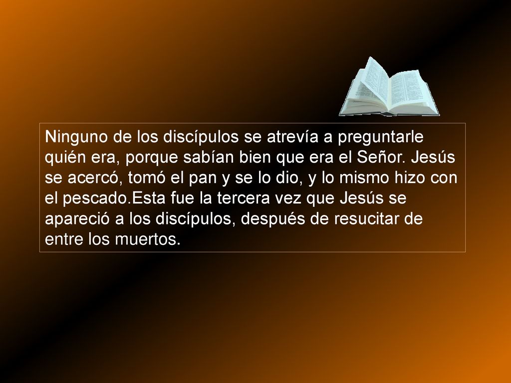 Ninguno de los discípulos se atrevía a preguntarle quién era, porque sabían bien que era el Señor.