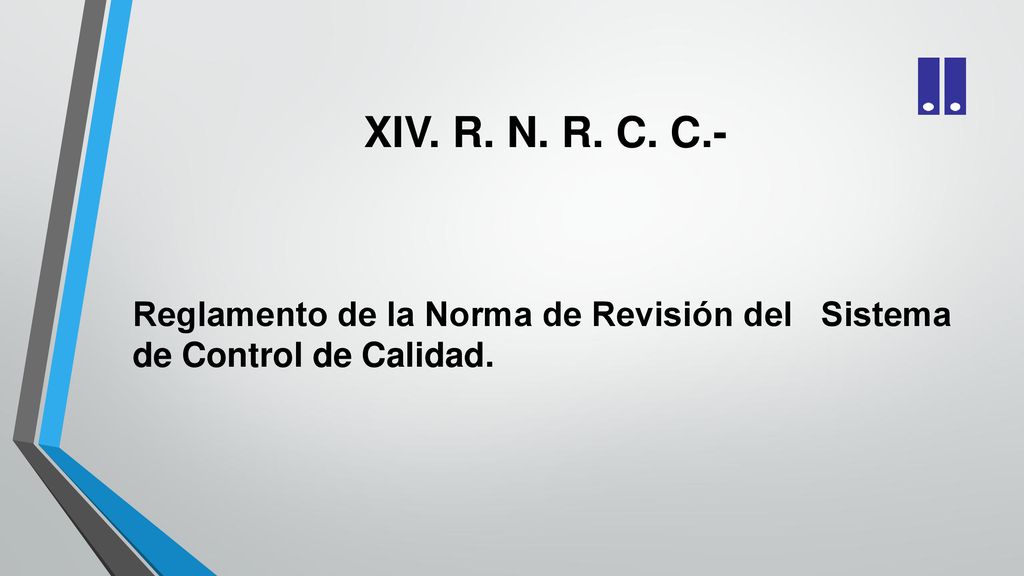 XIV. R. N. R. C. C.- Reglamento de la Norma de Revisión del Sistema de Control de Calidad.