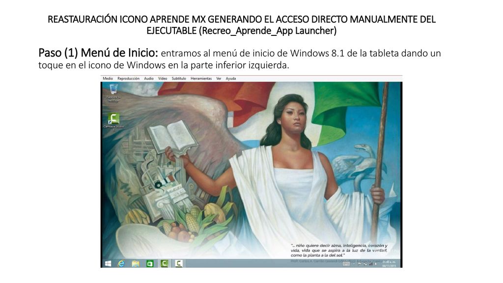 REASTAURACIÓN ICONO APRENDE MX GENERANDO EL ACCESO DIRECTO MANUALMENTE DEL EJECUTABLE (Recreo_Aprende_App Launcher)