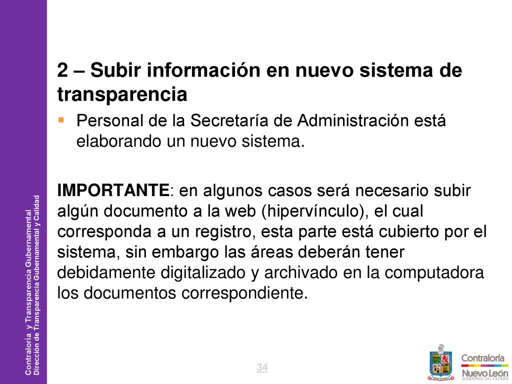 2 – Subir información en nuevo sistema de transparencia