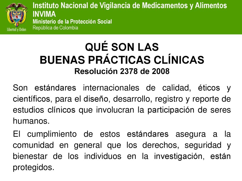 QUÉ SON LAS BUENAS PRÁCTICAS CLÍNICAS Resolución 2378 de 2008