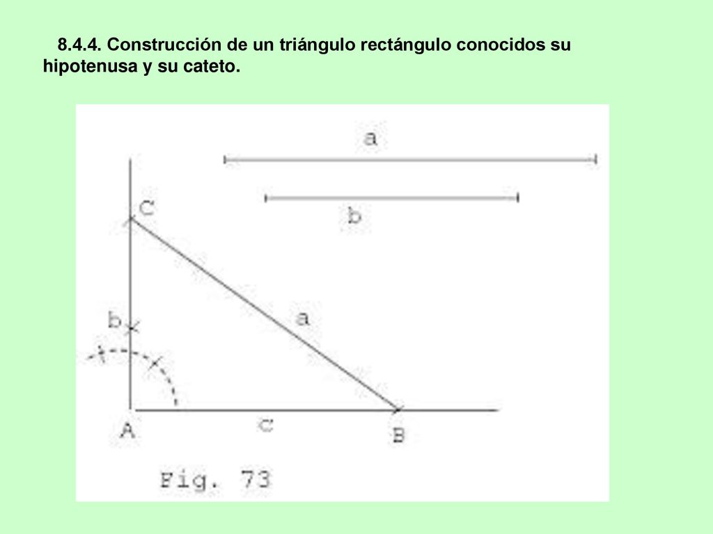 Construcción de un triángulo rectángulo conocidos su hipotenusa y su cateto.