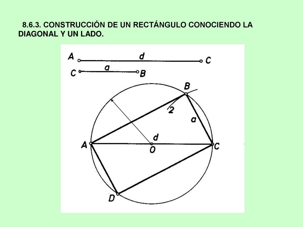 CONSTRUCCIÓN DE UN RECTÁNGULO CONOCIENDO LA DIAGONAL Y UN LADO.