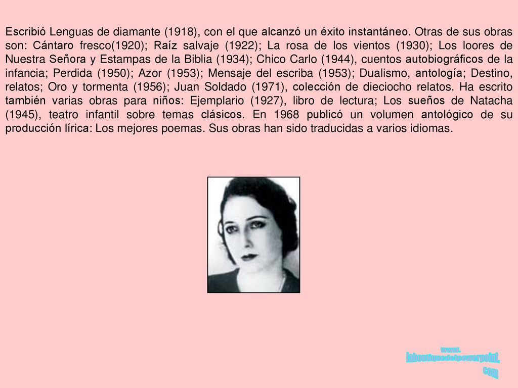 Escribió Lenguas de diamante (1918), con el que alcanzó un éxito instantáneo.