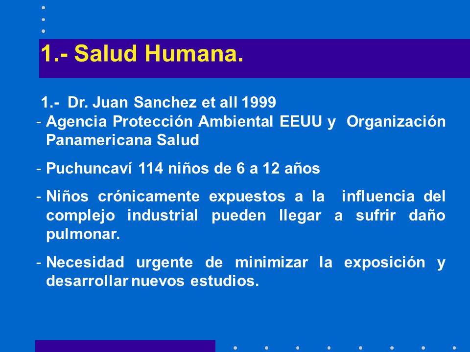 1.- Salud Humana. 1.- Dr. Juan Sanchez et all 1999