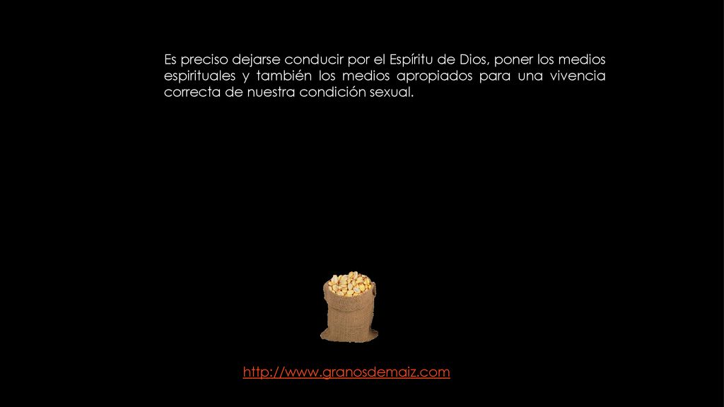 Es preciso dejarse conducir por el Espíritu de Dios, poner los medios espirituales y también los medios apropiados para una vivencia correcta de nuestra condición sexual.