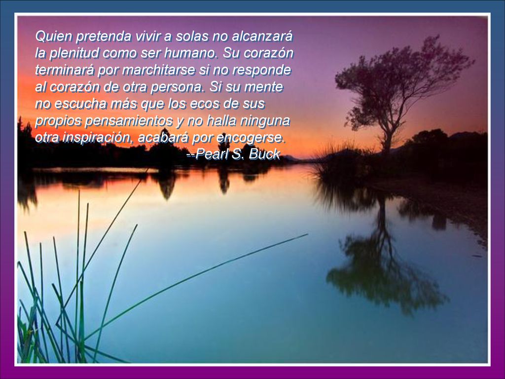 Quien pretenda vivir a solas no alcanzará la plenitud como ser humano